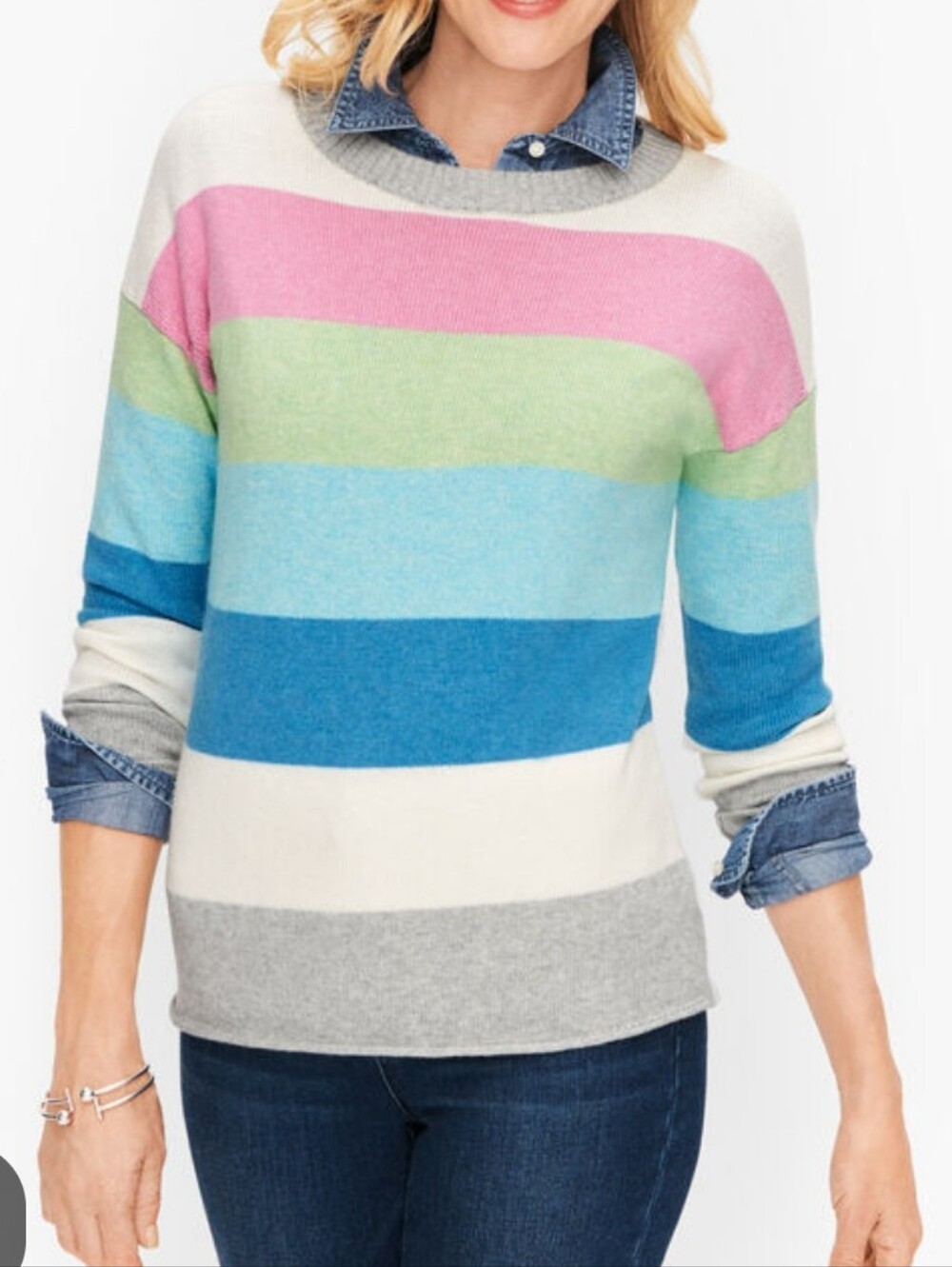 Talbots 1x Supersoft Sorbet Stripe Sweater Cotton Blend Striped